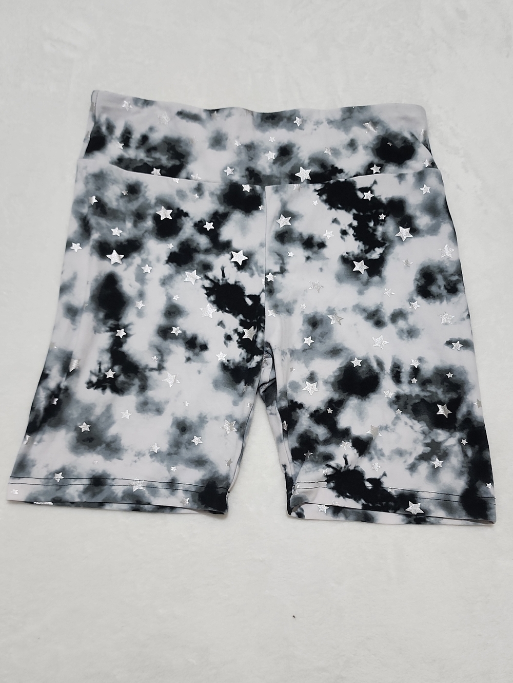 Black & White Tie-Dye Star Bike Shorts M/L